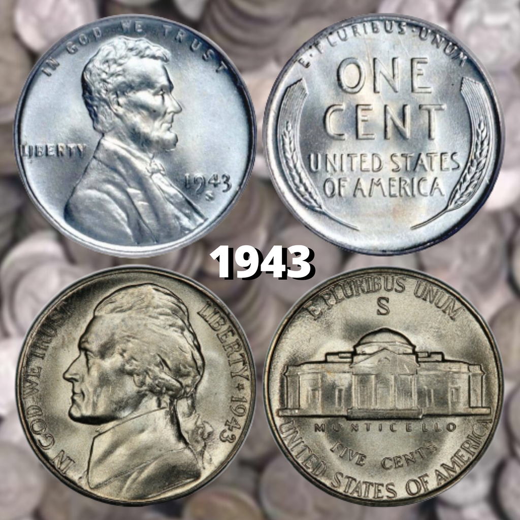 1943 WWII Steel Cent & Silver War Nickel - Uncirculated Set – Old