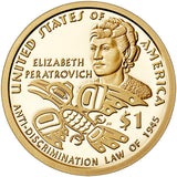 2020 S Proof Native American "Anti-Discrimination" Golden Dollar $1