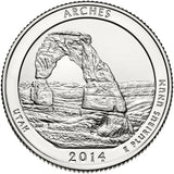 2014 P,D,S "Arches" National Park Quarter Uncirculated Set - Utah