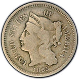 Three Cent Nickel 1865-1889 Average Circulated 3 Cent Nickel