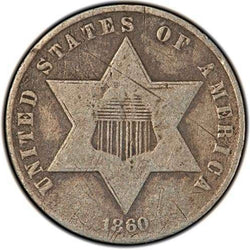 Three Cent Silver 1851-1873 Average Circulated 3 Cent Silver