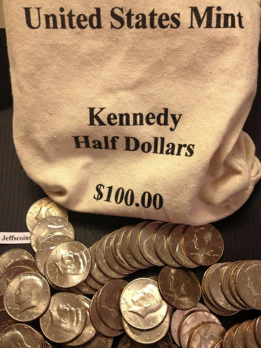 100x Coin Lot 1964 to 2021 Kennedy Half Dollars in Mint Bag + 2 Silver