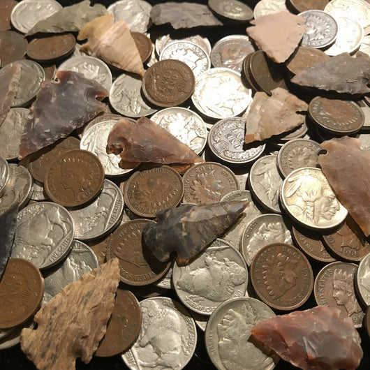✯ Native American Coin Artifact Estate Lot ✯ Indian Head Cent Buffalo Nickel Arrowhead ✯